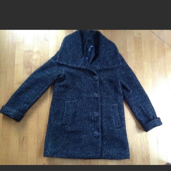 H&M Women's Peacoat Size 4 Wool Blend Black/Gray - Picture 10 of 12